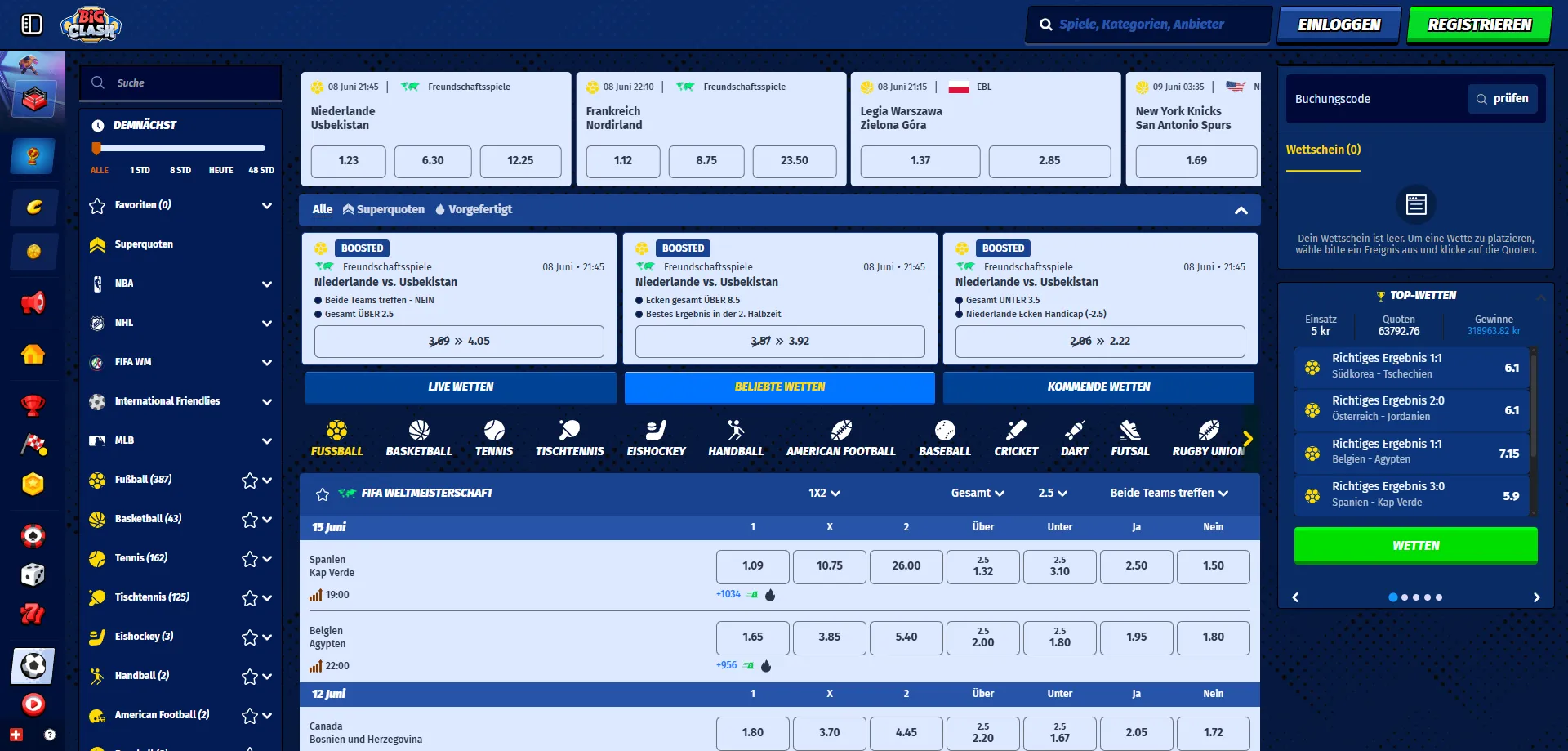 BigClash Casino Sportwetten &ndash; Live-Wetten und Sportangebote in &Ouml;sterreich