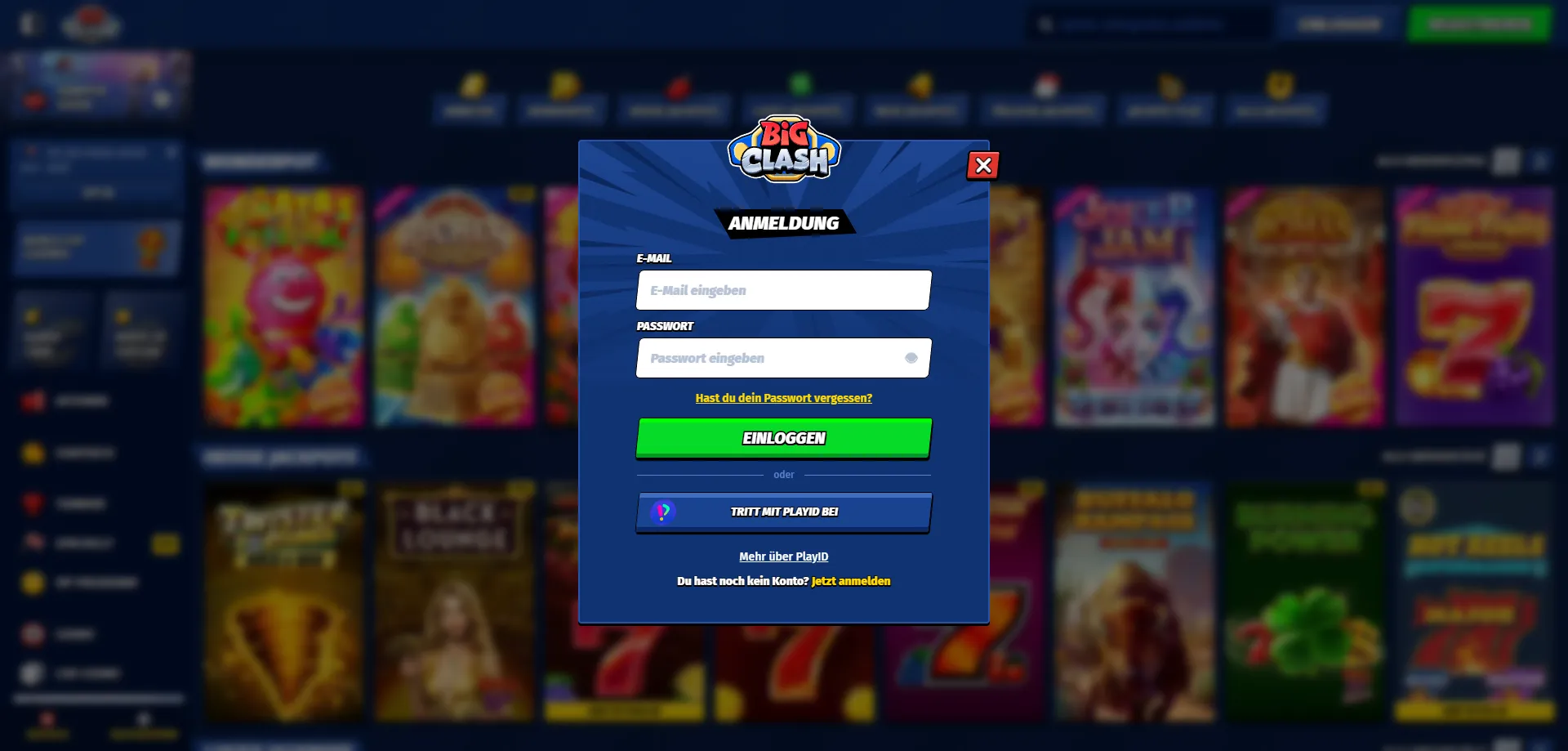 BigClash Casino Login und Kontobereich f&uuml;r &ouml;sterreichische Spieler